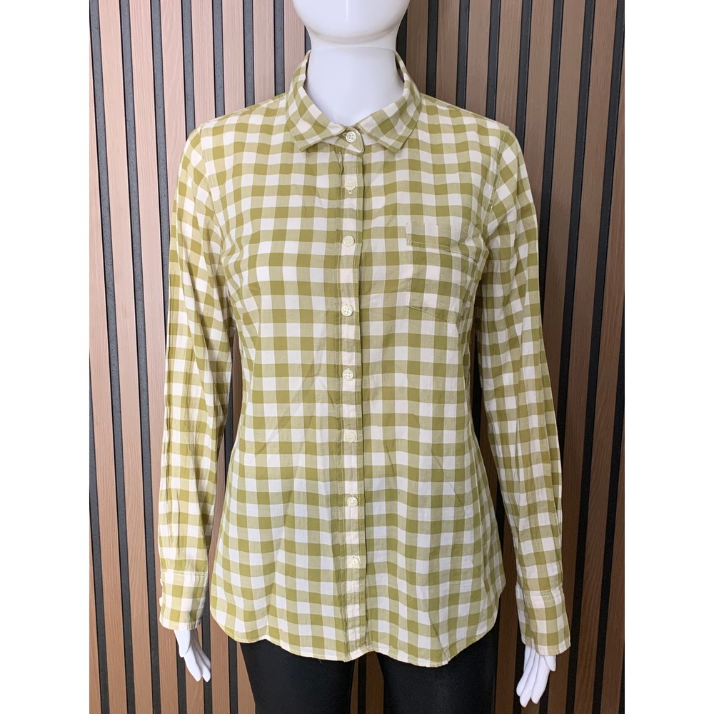 J.Crew The Perfect Shirt Women's Olive Green Gingham Cotton Button Down S